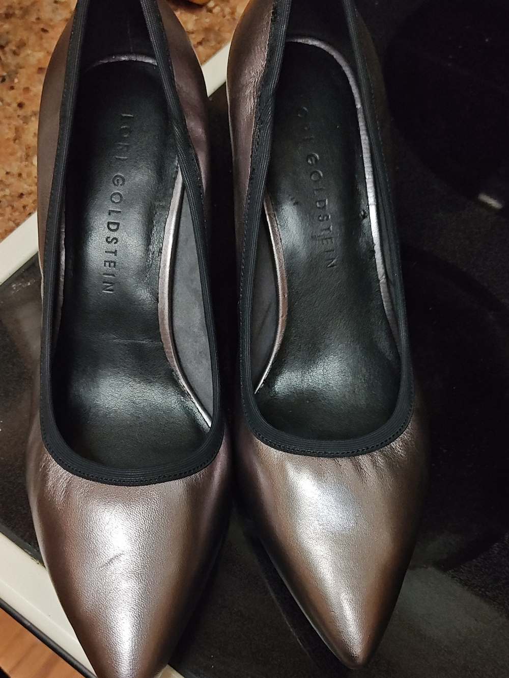 LOGO by Lori Goldstein Metallic Bronze Pointed Toe Pumps